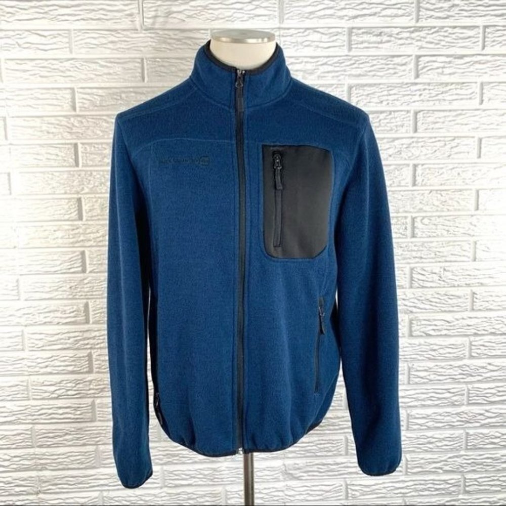 Free Country Blue and Black Zip Up Sweater Size Small